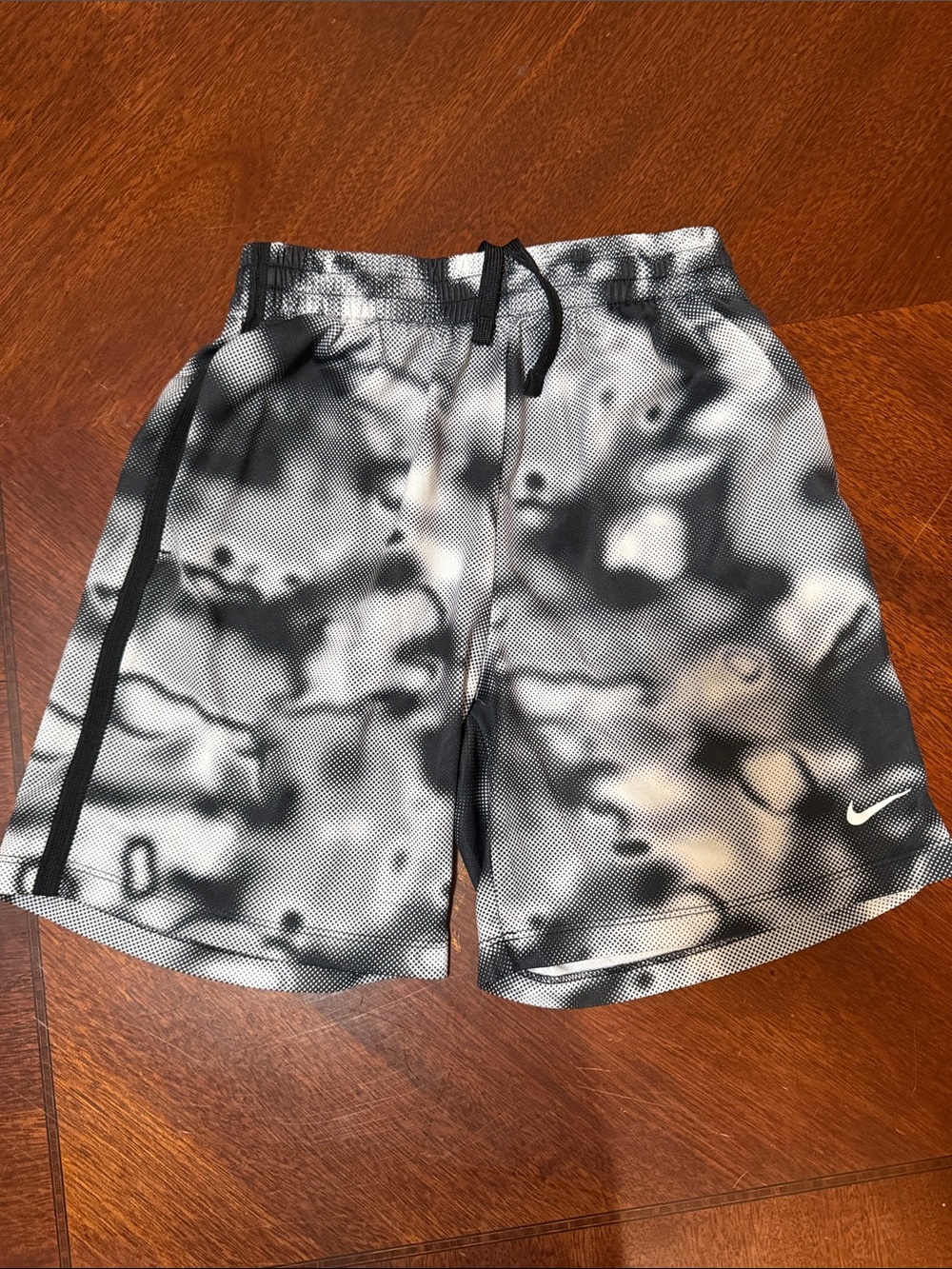Nike Black & White Marble-Print Athletic Shorts